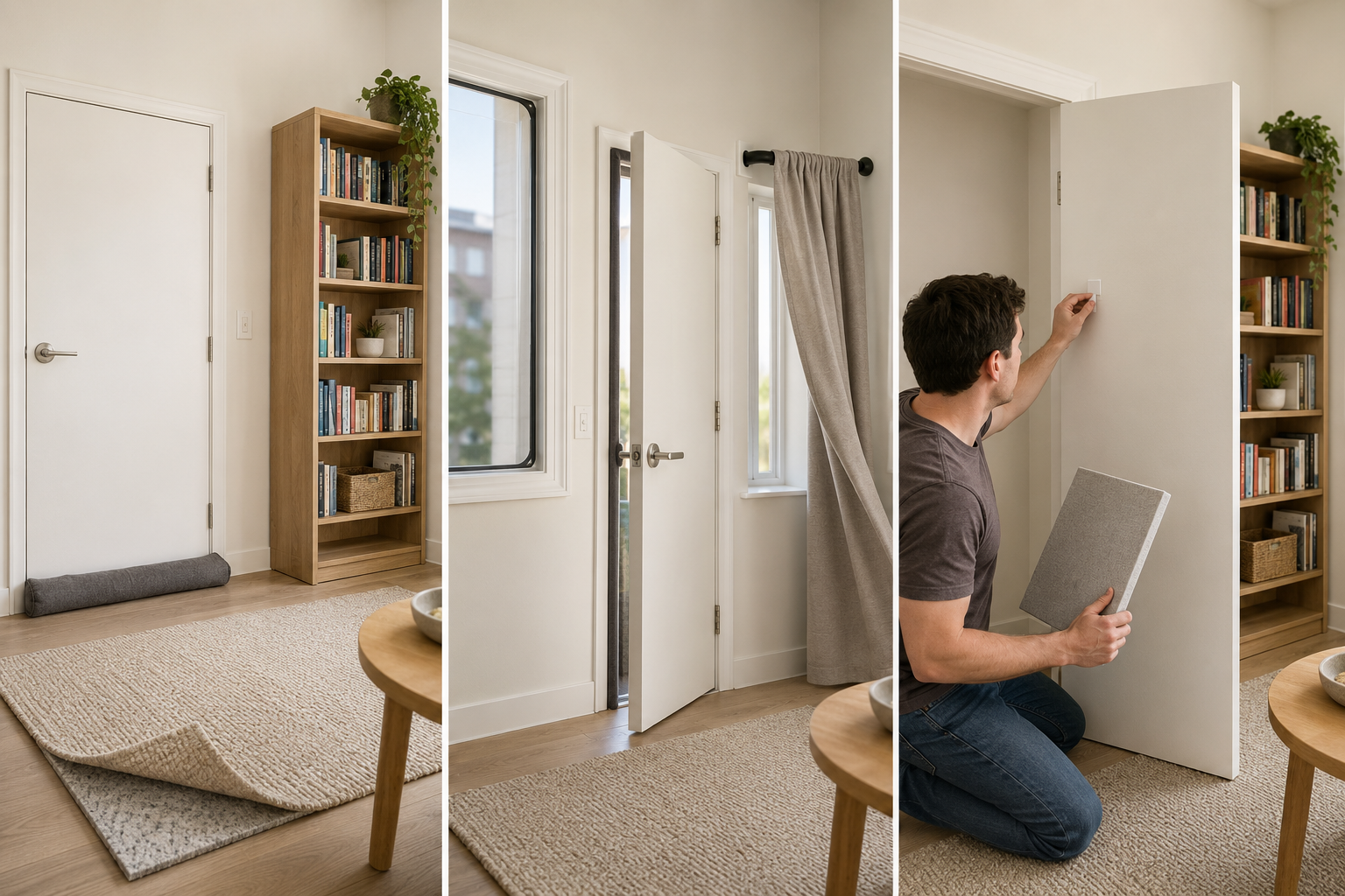 Three renter-safe attachment methods: freestanding items, compression-fit seals, and removable adhesive mounts