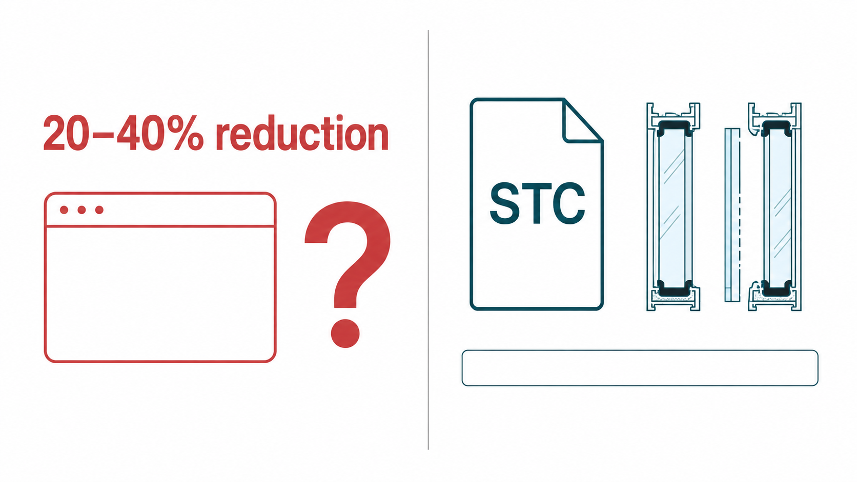 Comparison of an undefined 20–40 percent reduction claim with an STC rating and test standard